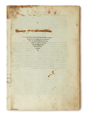 INCUNABULA  OVIDIUS NASO, PUBLIUS. Metamorphoses.  1497
